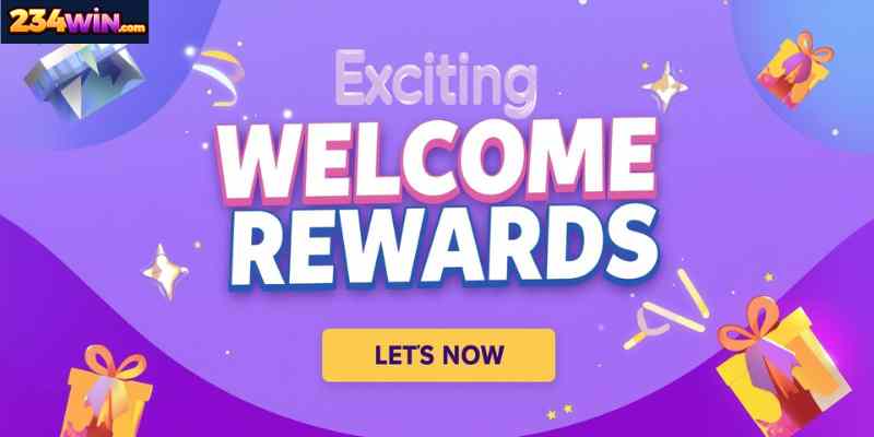Promotional banner highlighting welcome rewards.